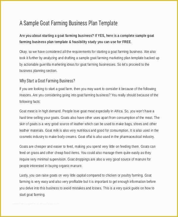 Agriculture Business Plan Template Free Of Farm Business Plan Template 9 Free Sample Example
