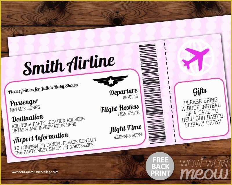 Airline Ticket Invitation Template Free Download Of Airline Ticket Invitation Baby Shower Invite Instant Download