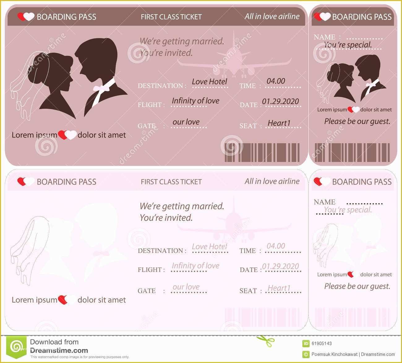Airline Ticket Invitation Template Free Download Of Boarding Pass Ticket Wedding Invitation Template Stock