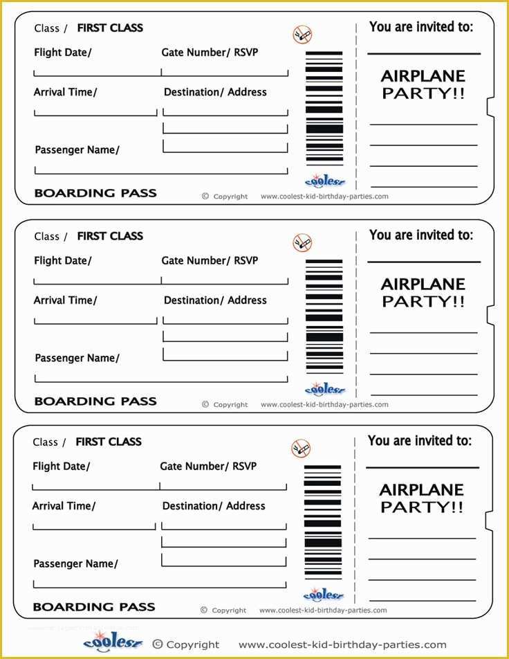Airline Ticket Invitation Template Free Download Of Printable Airplane Boarding Pass Invitations Coolest