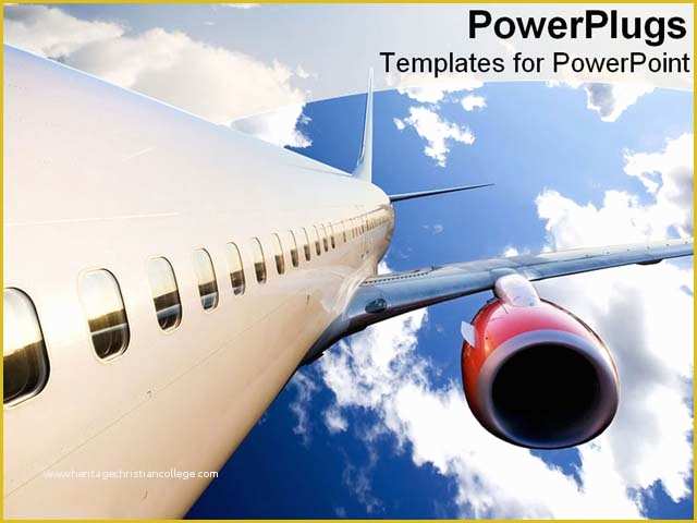 Airplane Powerpoint Template Free Download Of Airplane Flying In Bright Blue Sky Powerpoint Template