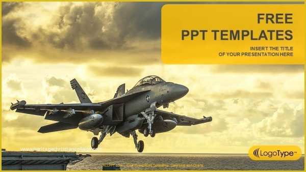 Airplane Powerpoint Template Free Download Of Jet Fighter Taking F From Aircraft Carrier Powerpoint