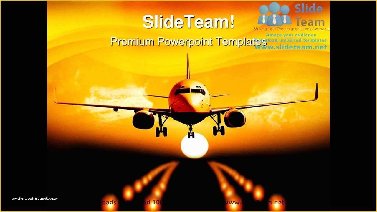 Airplane Powerpoint Template Free Download Of Night Landing Airplane Transportation Powerpoint Templates