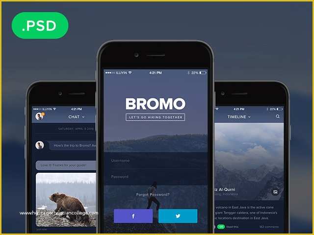 Android App Design Template Free Download Of Bromo social Mobile App Template Freebiesbug