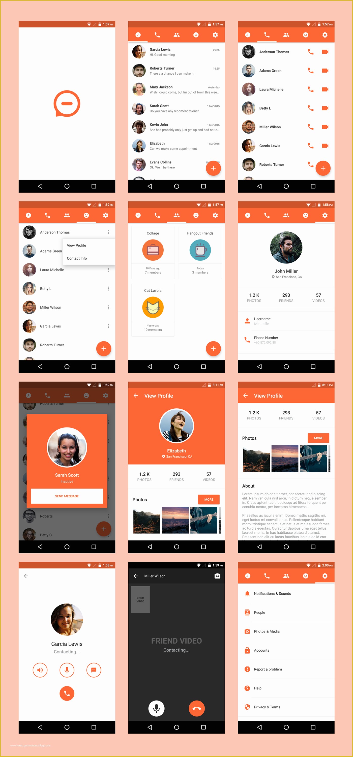 Android App Design Template Free Download Of Messenger App Material Design Template On Behance