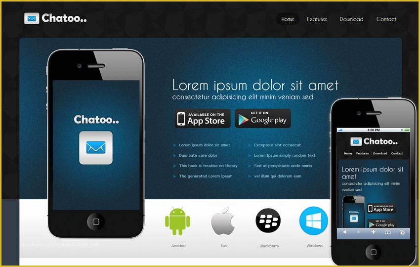 Android App Design Template Free Download Of Mobile App Website Templates Designs Free