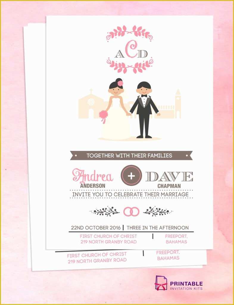 Animated Invitation Templates Free Of Free Pdf Download Couple Cartoon In Front Of Church
