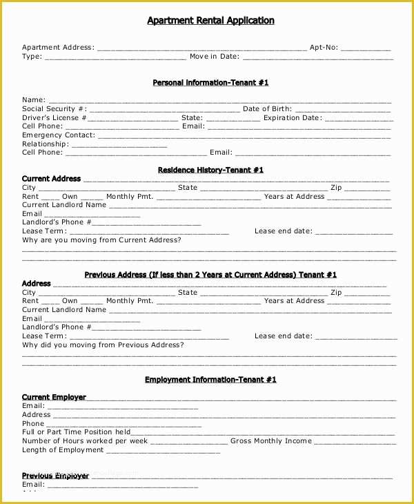 Apartment Application Template Free Of 17 Printable Rental Application Templates