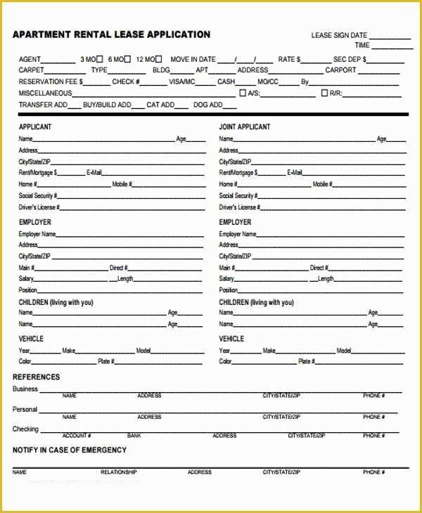 Apartment Application Template Free Of 18 Rental Application Templates