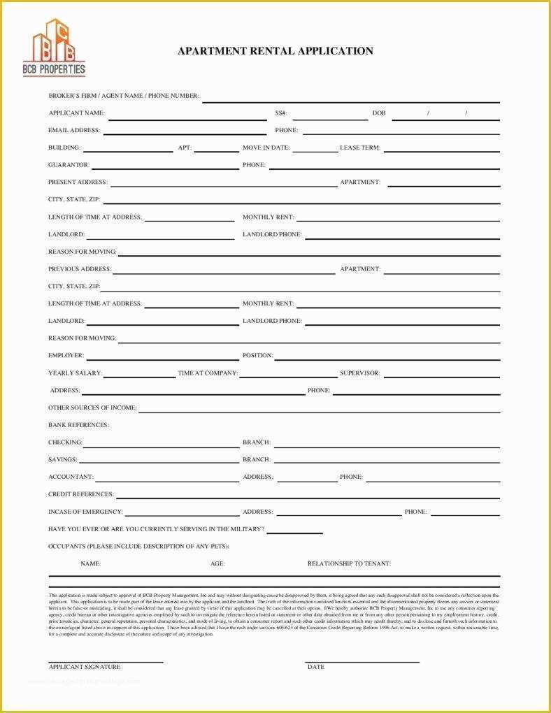 Apartment Application Template Free Of 25 Lease Application Templates Free Free Word Pdf