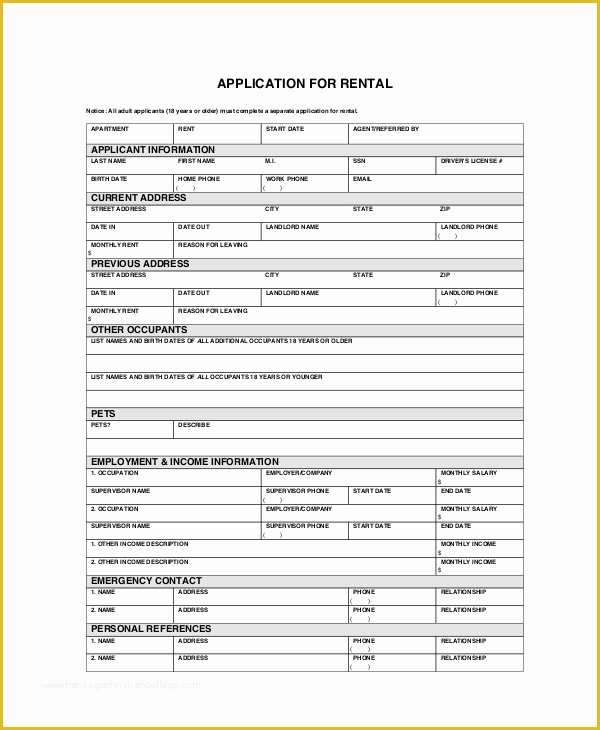 Apartment Application Template Free Of Apartment Application 7 Free Pdf Word Documents