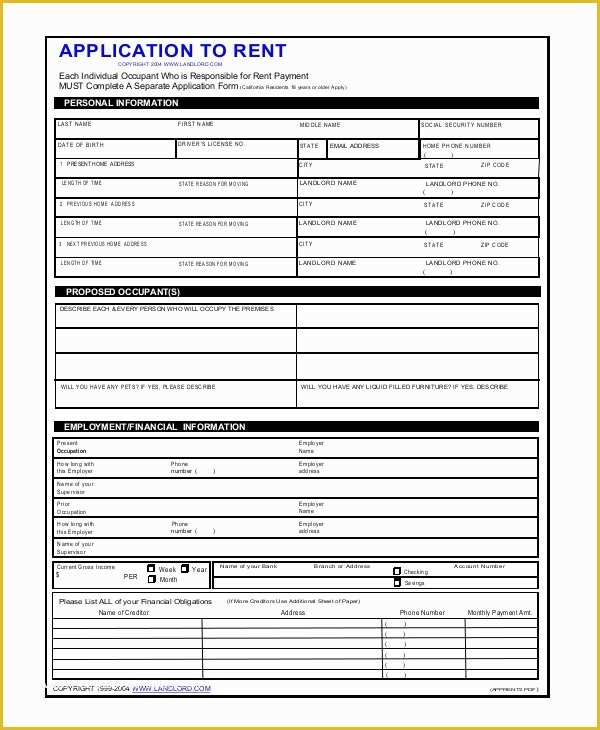 Apartment Application Template Free Of Apartment Application 7 Free Pdf Word Documents