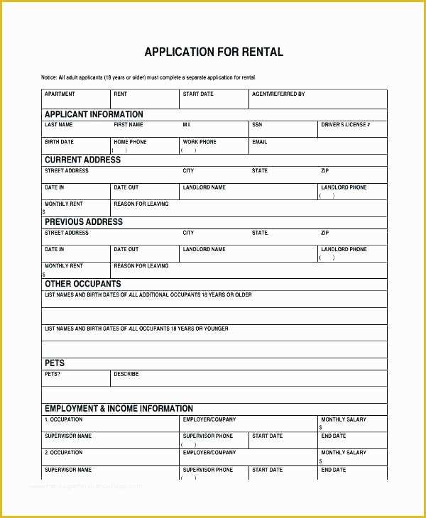 Apartment Application Template Free Of Application for Rental Apartment Template