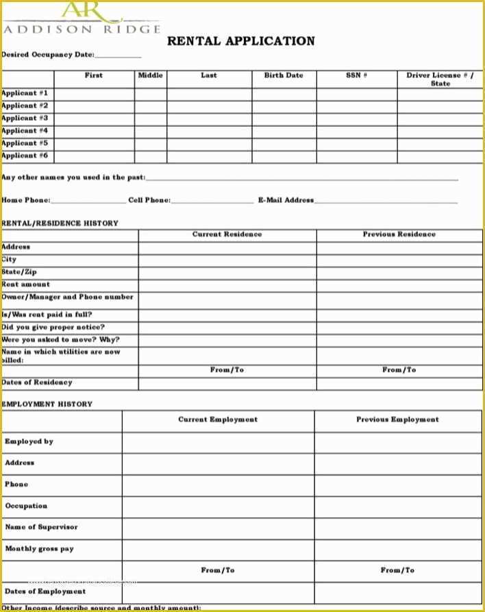 Apartment Application Template Free Of Download Apartment Lease Application Template for Free