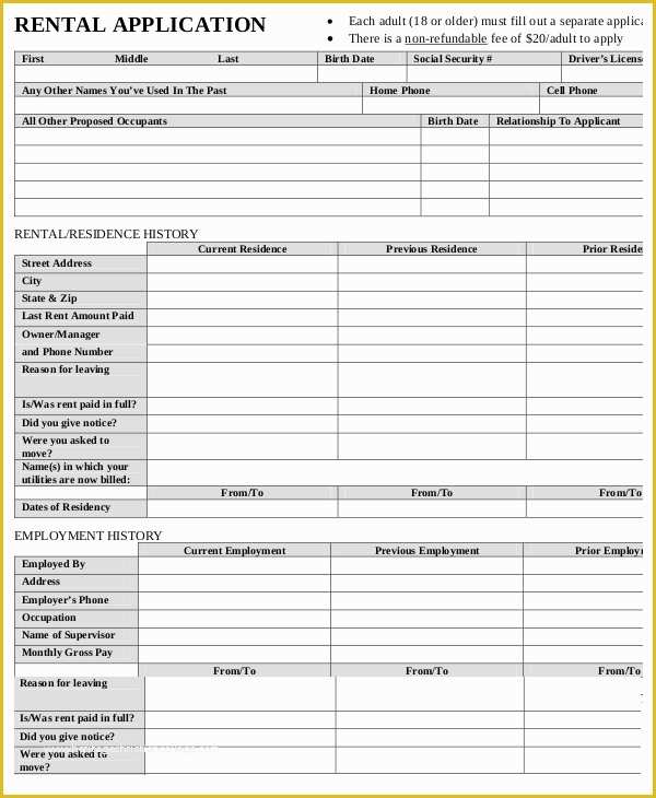 Apartment Application Template Free Of Rental Application Templates 10 Free Word Pdf