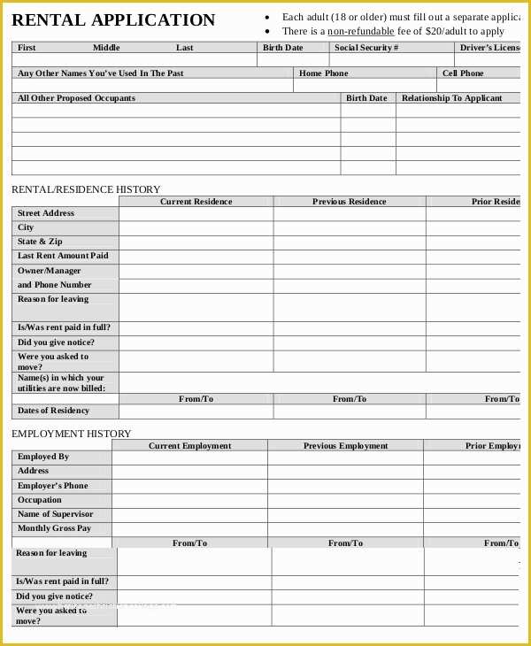 Apartment Application Template Free Of Rental Application Templates 10 Free Word Pdf