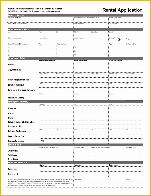 Apartment Application Template Free Of Rental Applications