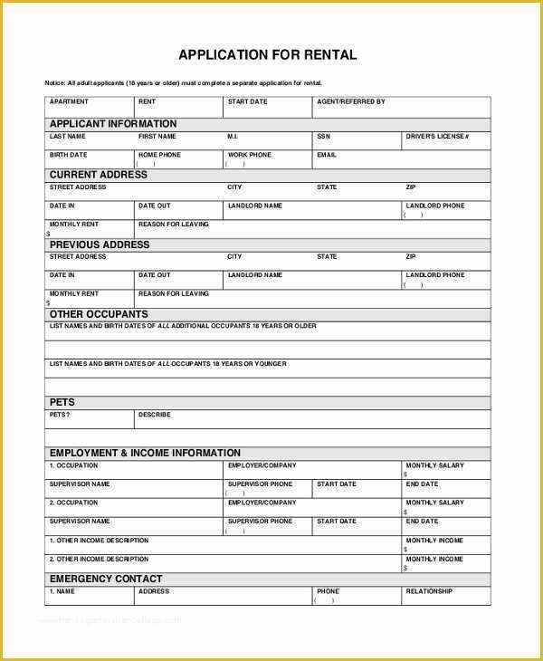 Apartment Application Template Free Of Sample Apartment Rental Application form 8 Free