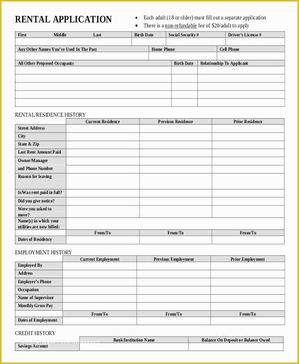 Apartment Application Template Free Of Tenant Application form 9 Free Word Pdf Documents