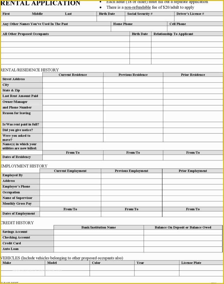 Apartment Rental Application Template Free Of 10 Rental Application Templates Free Download