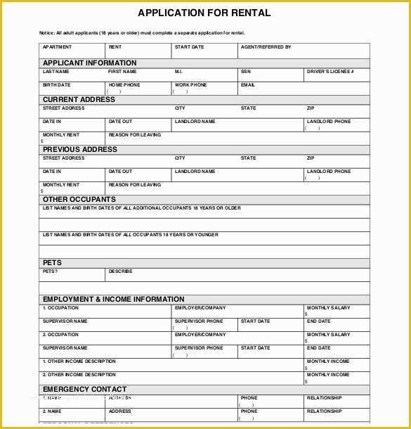 Apartment Rental Application Template Free Of 13 Rental Application Templates – Free Sample Example