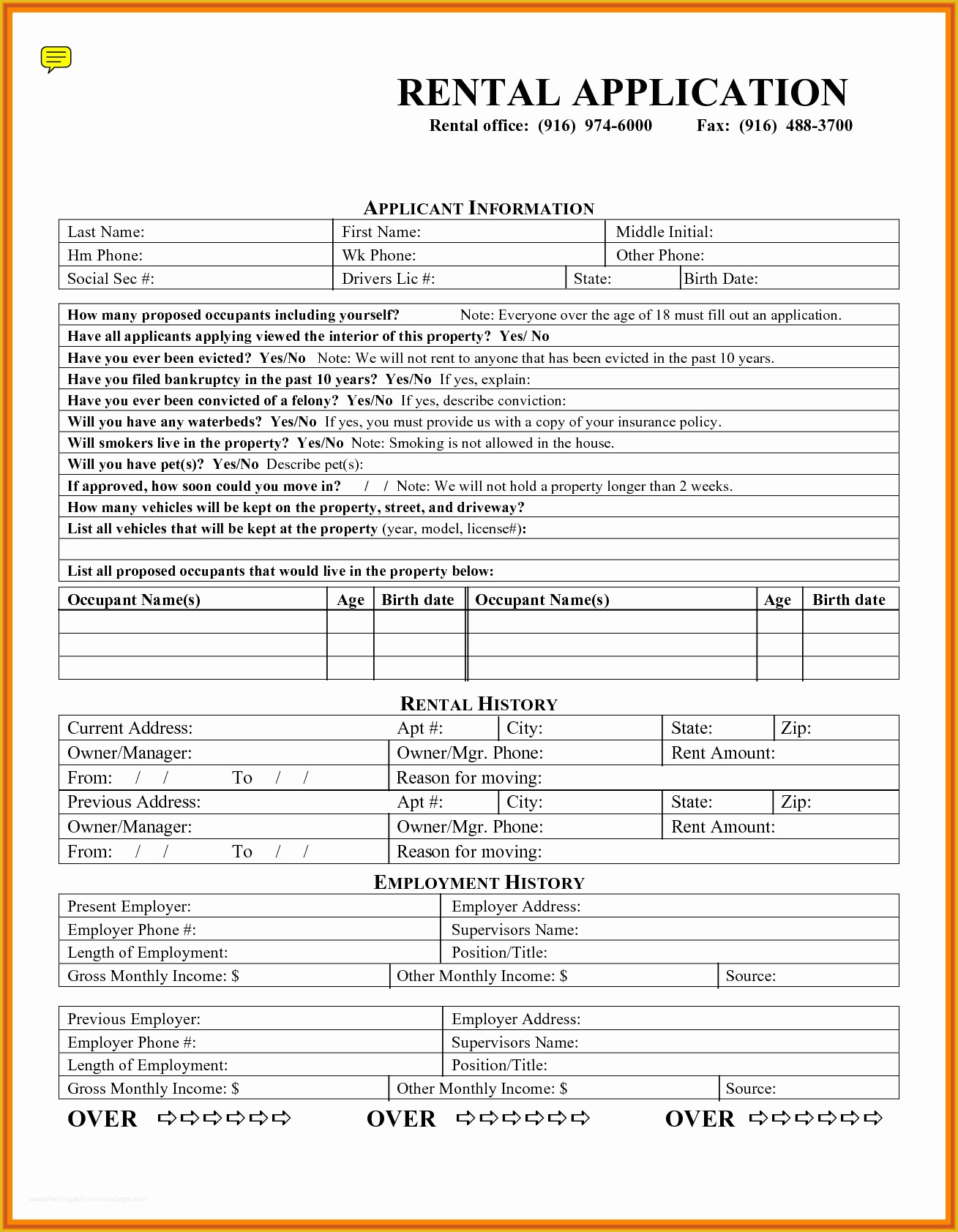 Apartment Rental Application Template Free Of 16 Basic Rental Application form