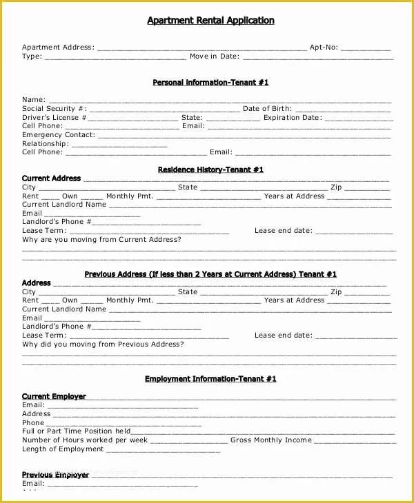 Apartment Rental Application Template Free Of 17 Printable Rental Application Templates