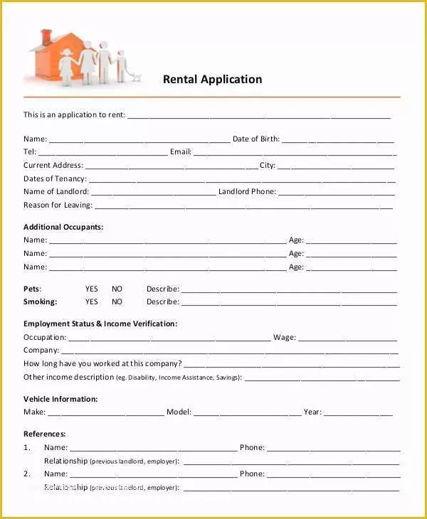 Apartment Rental Application Template Free Of 17 Printable Rental Application Templates