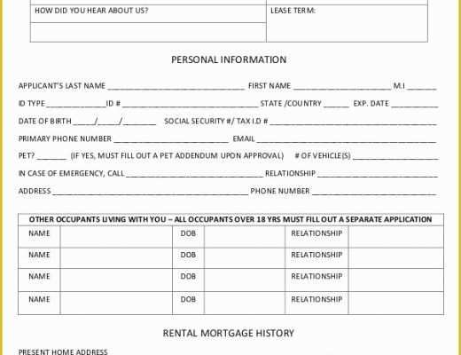 Apartment Rental Application Template Free Of 17 Printable Rental Application Templates