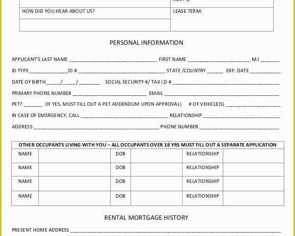 Apartment Rental Application Template Free Of 17 Printable Rental Application Templates