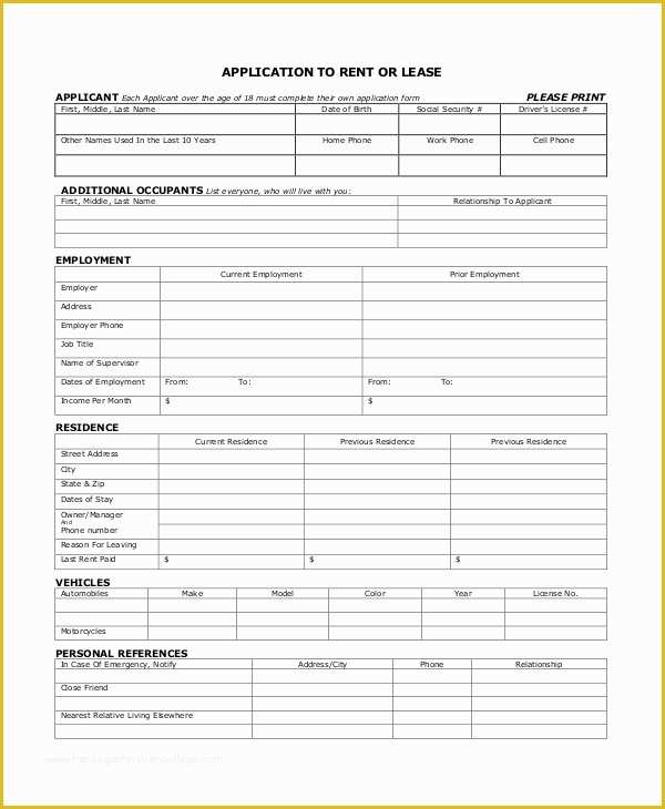 Apartment Rental Application Template Free Of Apartment Application 7 Free Pdf Word Documents