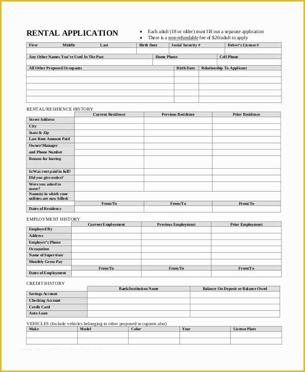 Apartment Rental Application Template Free Of Apartment Application 7 Free Pdf Word Documents