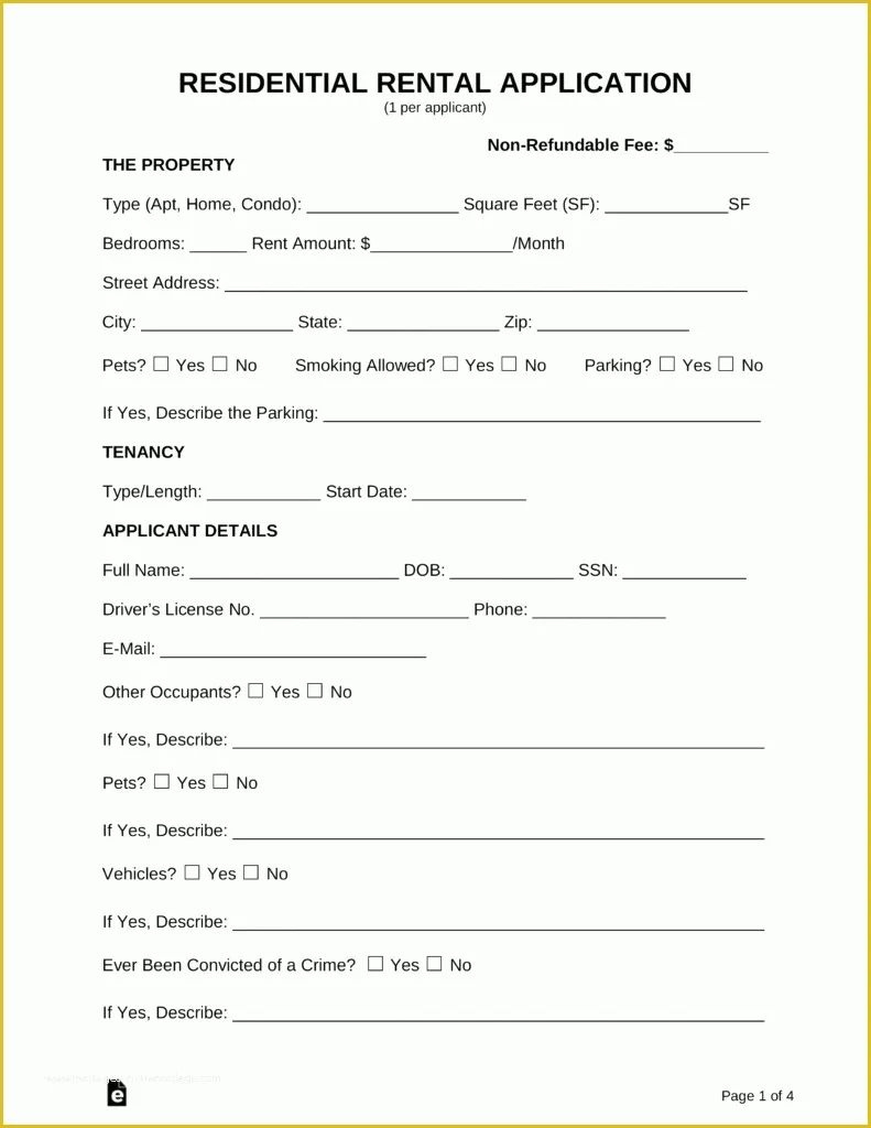 Apartment Rental Application Template Free Of Free Rental Application form Pdf Word