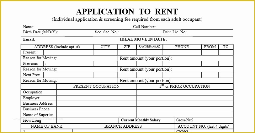 Apartment Rental Application Template Free Of Generic Rental Application