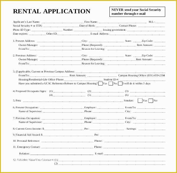 Apartment Rental Application Template Free Of Printable Sample Rental Application Template form