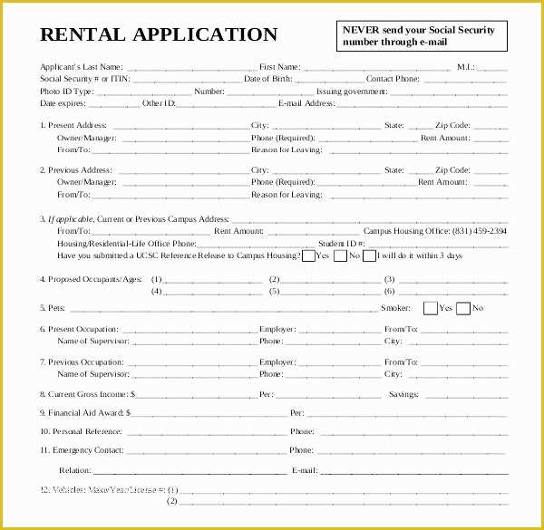Apartment Rental Application Template Free Of Printable Sample Rental Application Template form