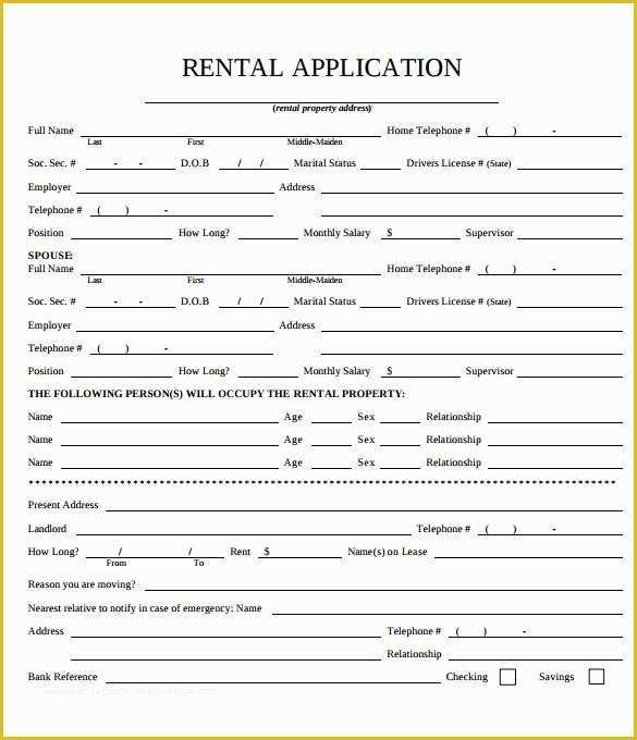 Apartment Rental Application Template Free Of Rental Application – 18 Free Word Pdf Documents Download