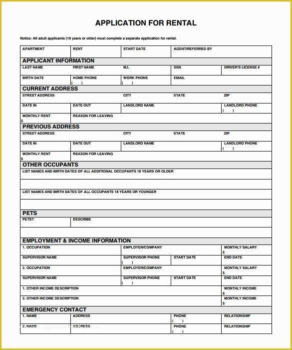 Apartment Rental Application Template Free Of Rental Application – 18 Free Word Pdf Documents Download