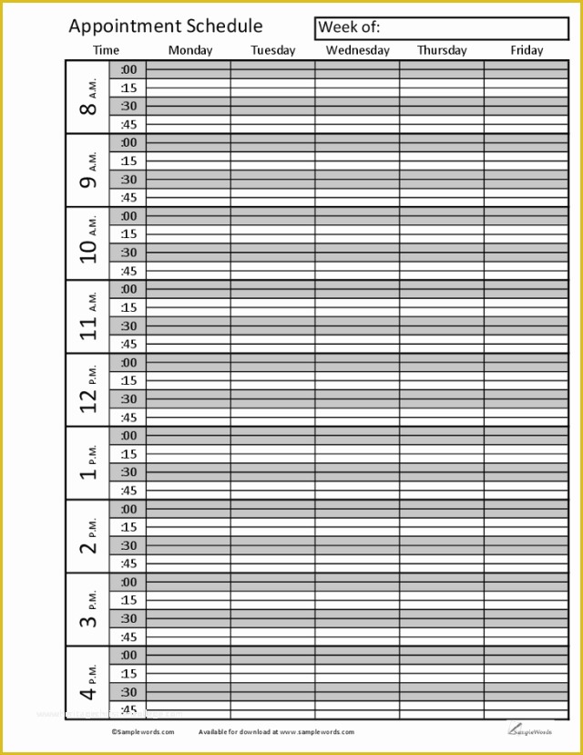 Appointment Book Template Free Printable Of 6 Appointment Book Templates – Word Templates