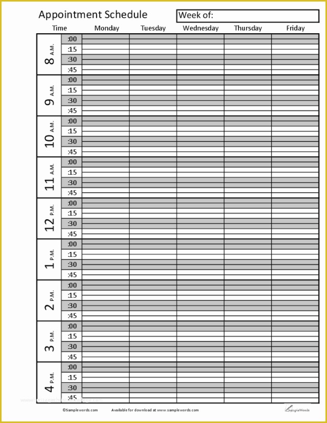 Appointment Book Template Free Printable Of 6 Appointment Book Templates – Word Templates