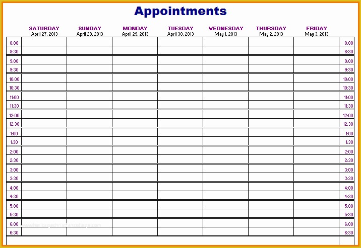 Appointment Book Template Free Printable Of Appointment Book Templates