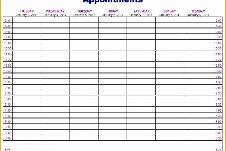Appointment Book Template Free Printable Of Appointment Schedule Template 5 Free Templates