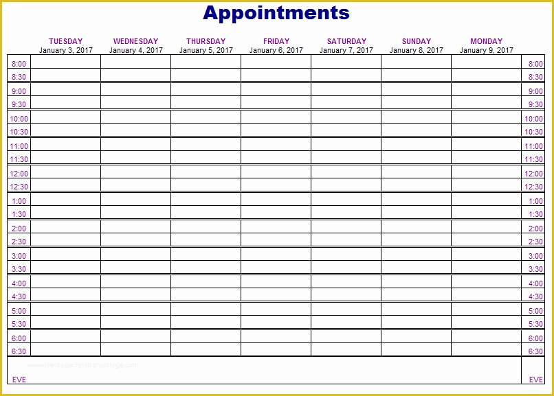 35 Appointment Book Template Free Printable