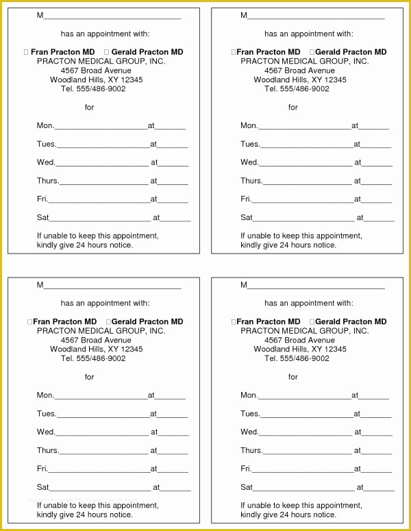 Appointment Reminder Cards Template Free Of 29 Of Doctor Appointment Reminder Card Template