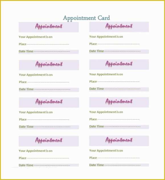 Appointment Reminder Cards Template Free Of 40 Appointment Cards Templates &amp; Appointment Reminders