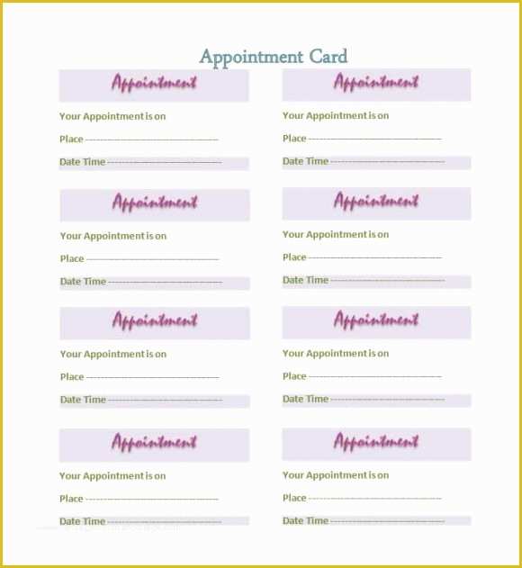 Appointment Reminder Cards Template Free Of 40 Appointment Cards Templates & Appointment Reminders