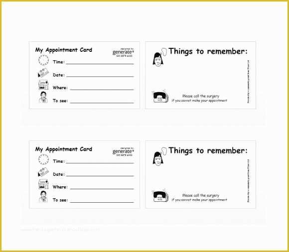 Appointment Reminder Cards Template Free Of 40 Appointment Cards Templates & Appointment Reminders