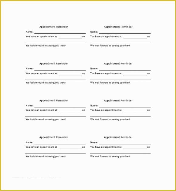 Appointment Reminder Cards Template Free Of 40 Appointment Cards Templates & Appointment Reminders