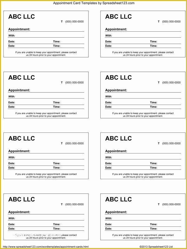 Appointment Reminder Cards Template Free Of 9 Best Of Blank Printable Appointment Cards Free