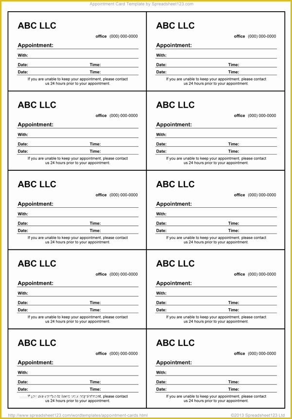 Appointment Reminder Card Template